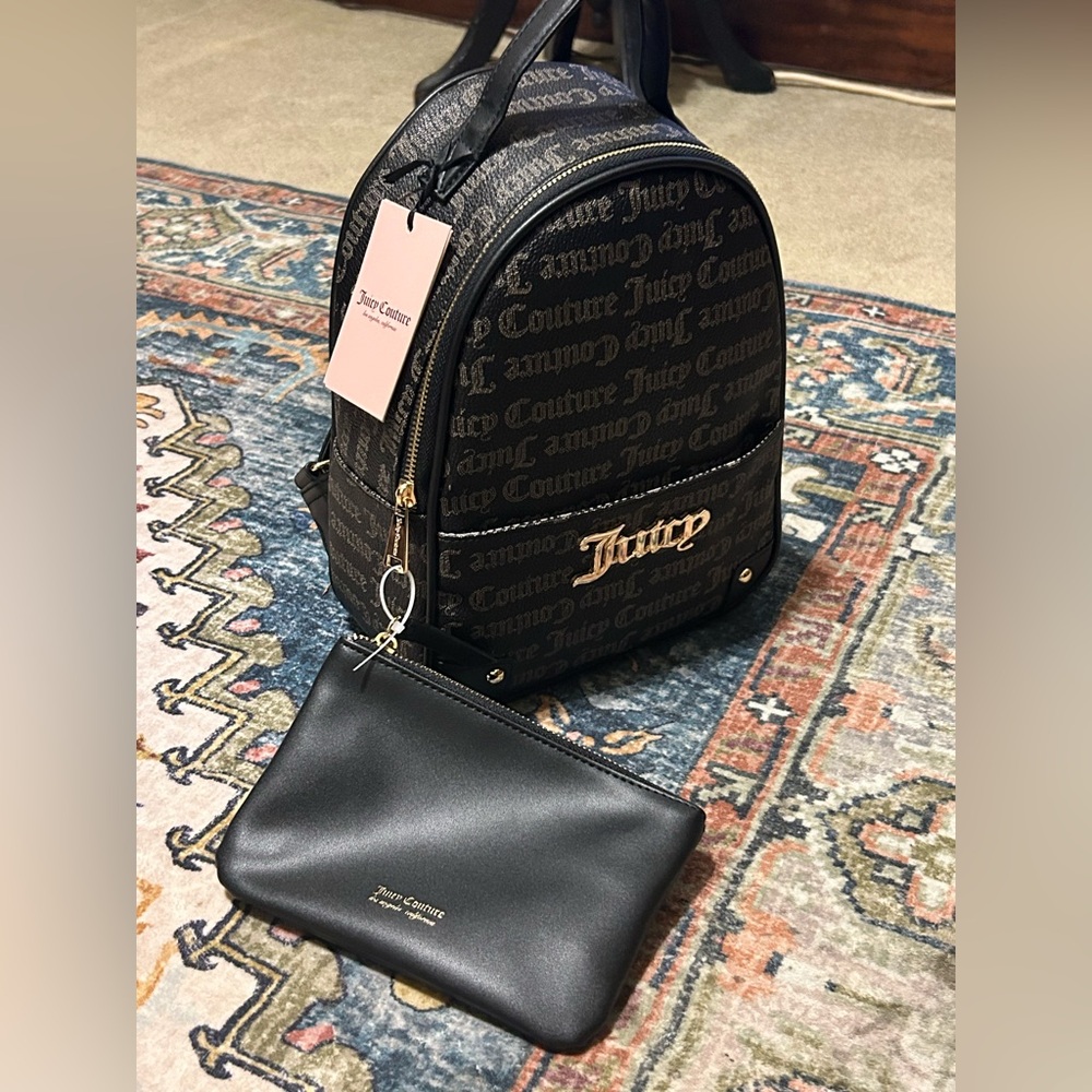 NWT Juicy Couture backpack purse/bag with pouch gothic dots black